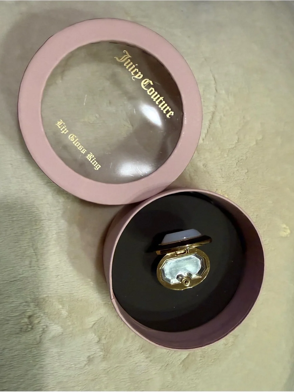 Juicy Couture Gold-Tone Opalescent Ring in Pink Box